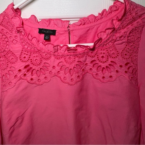Talbots Eyelet Blouse Top Women M Embroidered Boho Poets Cottagecore Old Money - Picture 3 of 12